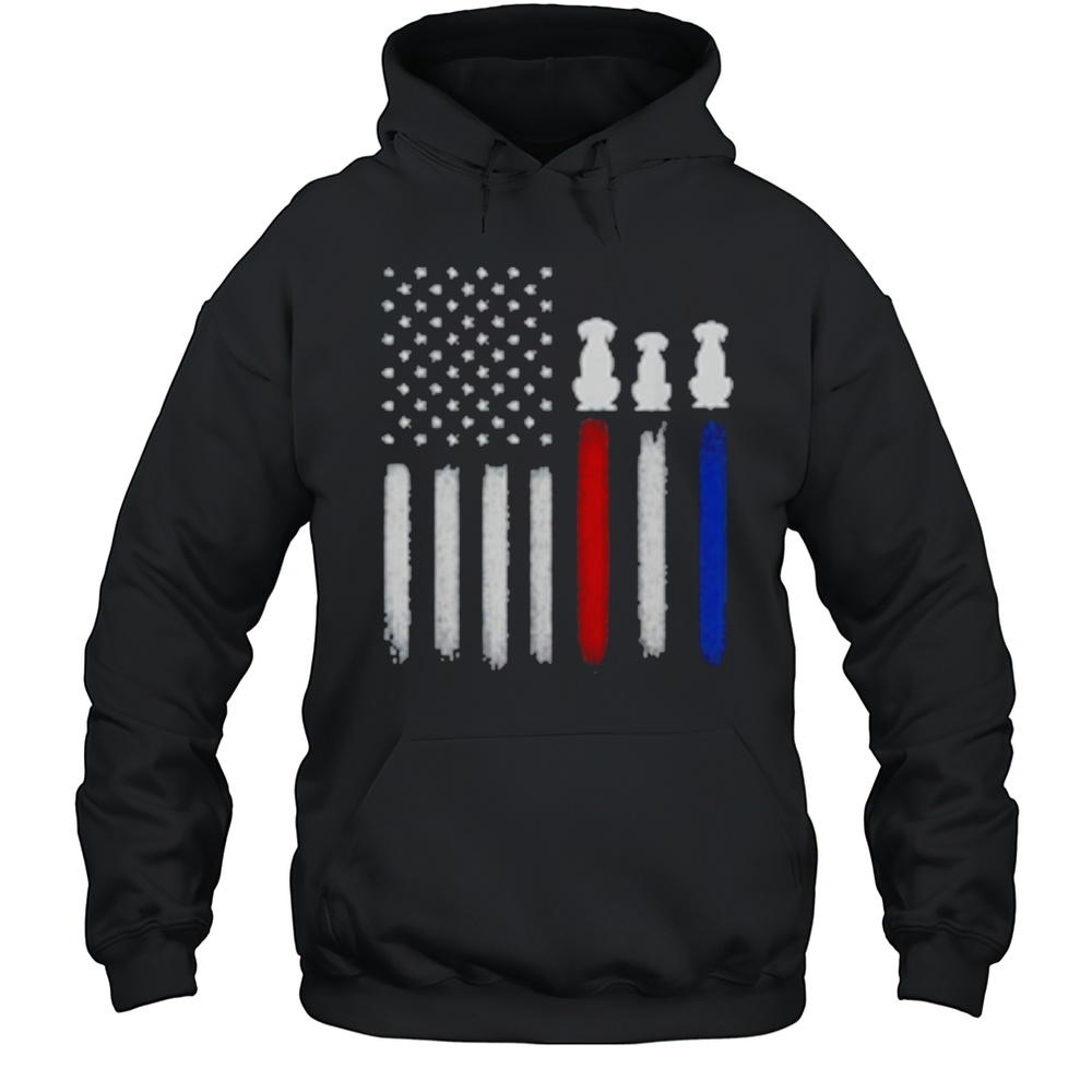 American Flag With Dog Silhouettes Pet Lover 4th Of July T-Shirt Unisex Hoodie