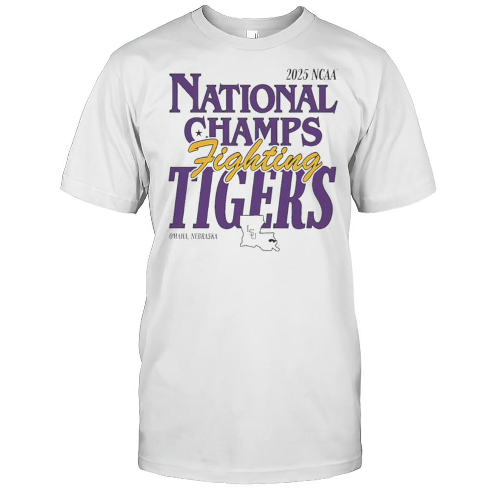LSU Tigers 2025 NCAA Baseball Mens College World Series Champions Cream Shirt