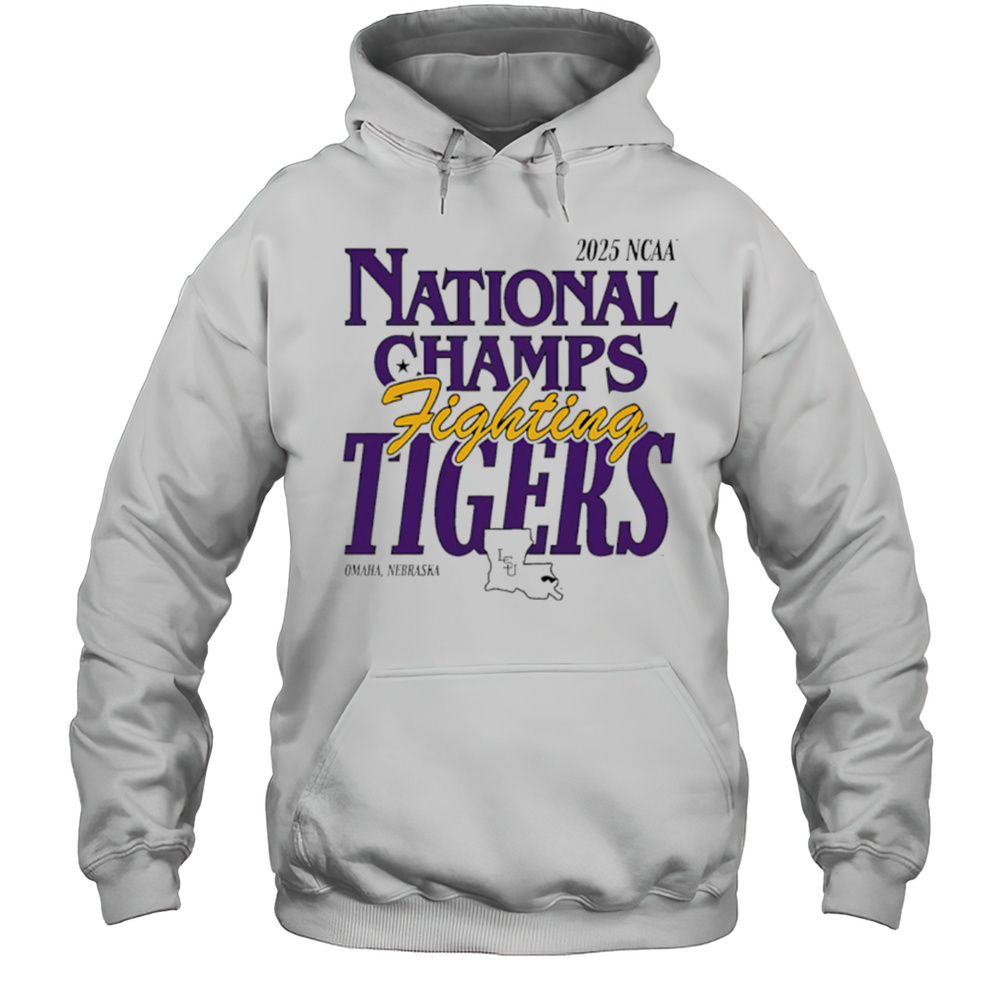 LSU Tigers 2025 NCAA Baseball Mens College World Series Champions Cream Shirt Unisex Hoodie