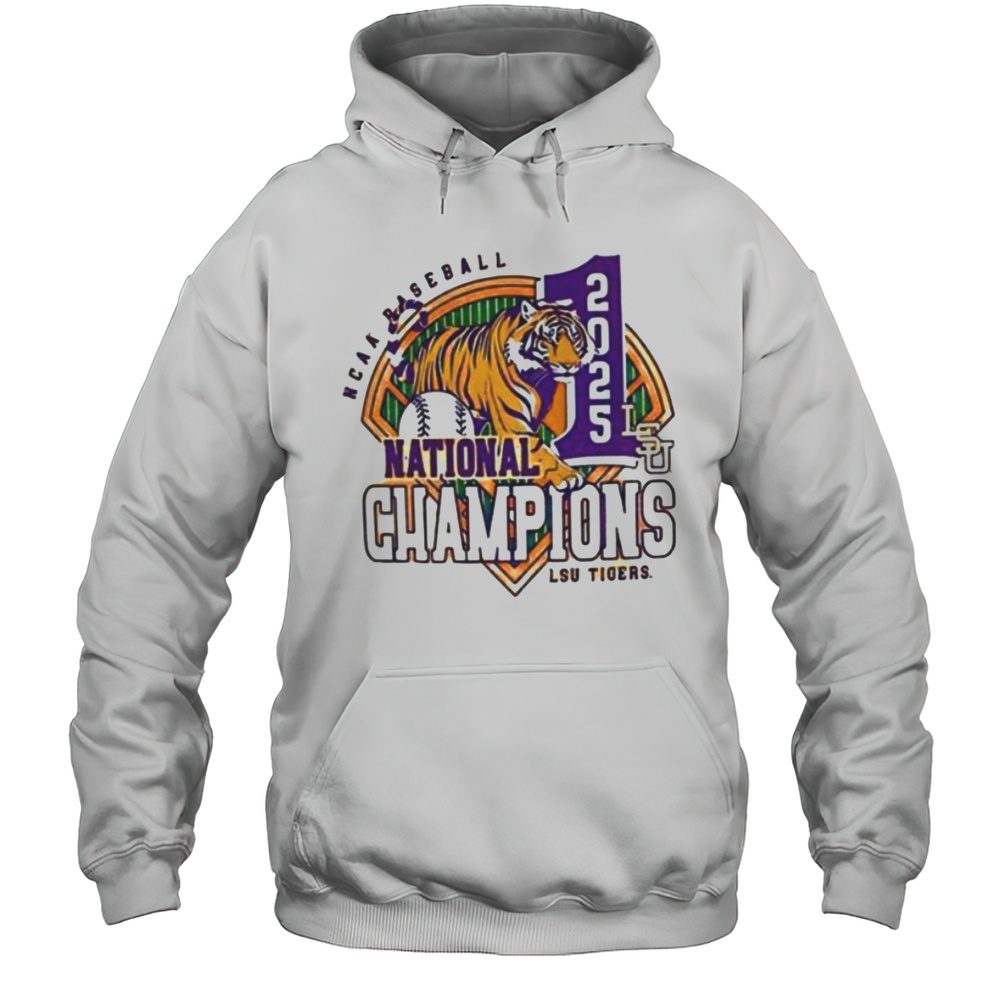 LSU Tigers MLB 2025 NCAA Baseball National Champions 1 Mascot Shirt Unisex Hoodie