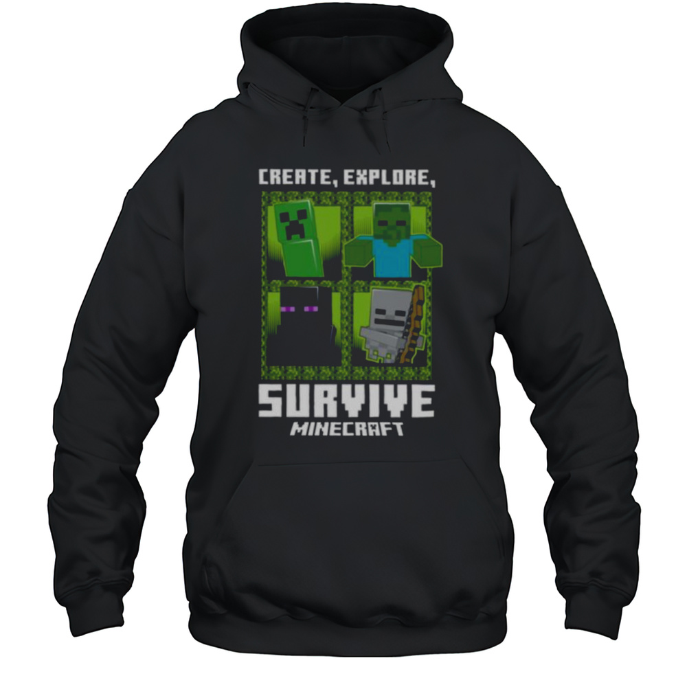Minecraft Create Explore Survive With Mobs Shirt Unisex Hoodie