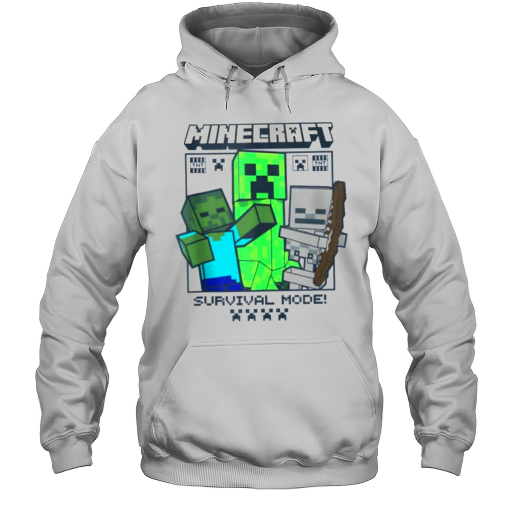 Minecraft Creeper Zombie Skeleton Survival Mode Shirt Unisex Hoodie
