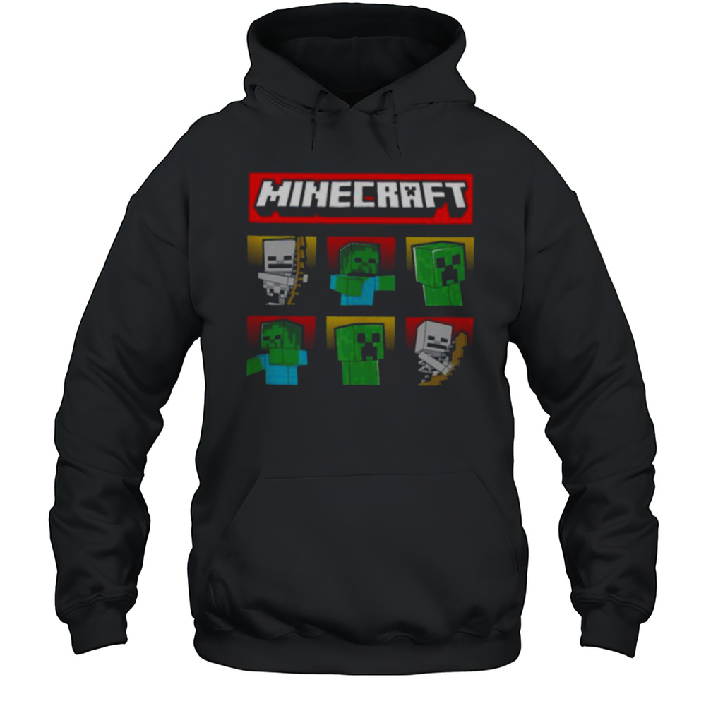Minecraft Hostile Mobs Creeper Zombie Skeleton Grid Shirt Unisex Hoodie