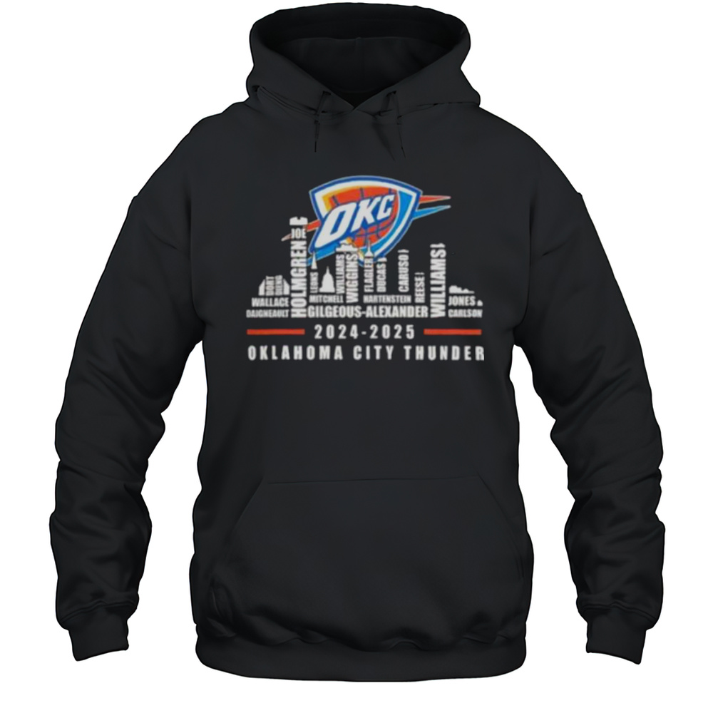 Oklahoma City Thunder 2024 2025 Team Roster City Skyline Shirt Unisex Hoodie