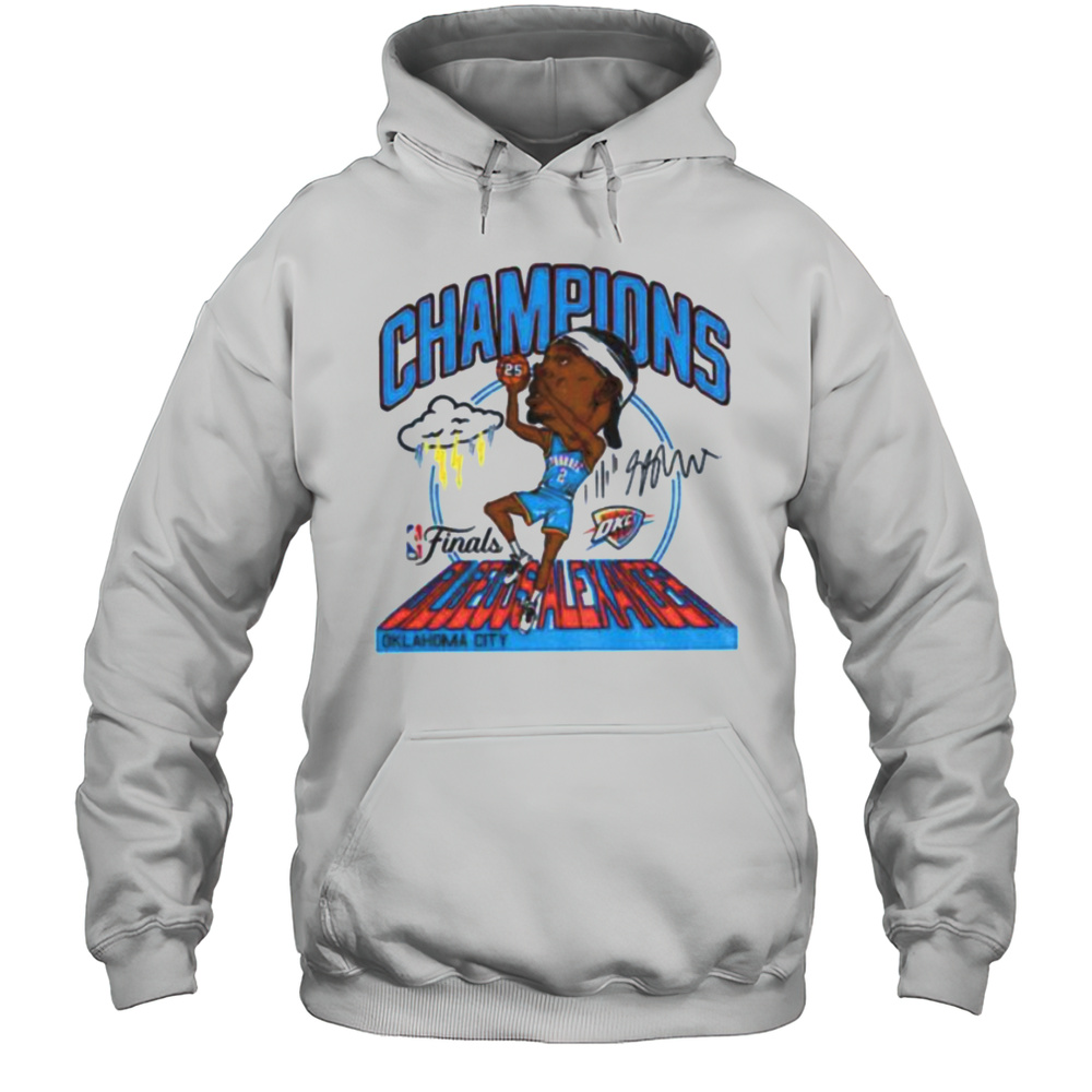 Shai Gilgeous Alexander Caricature Oklahoma City Thunder NBA Finals Champions Signature Shirt Unisex Hoodie