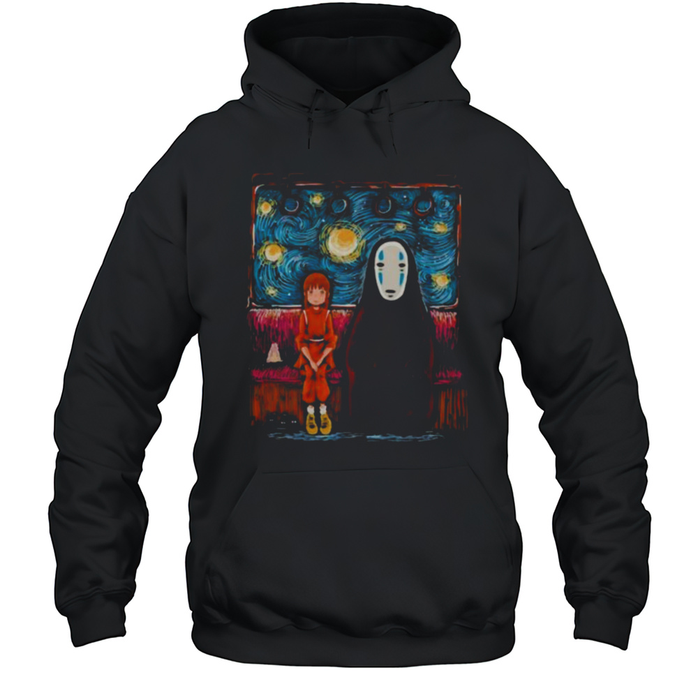 Spirited Away Featuring Chihiro And No Face In The Style Of Van Goghs Starry Night Shirt Unisex Hoodie