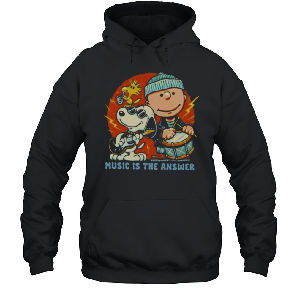 Woodstock Snoopy And Charlie Brown Music Is The Answer Shirt Unisex Hoodie