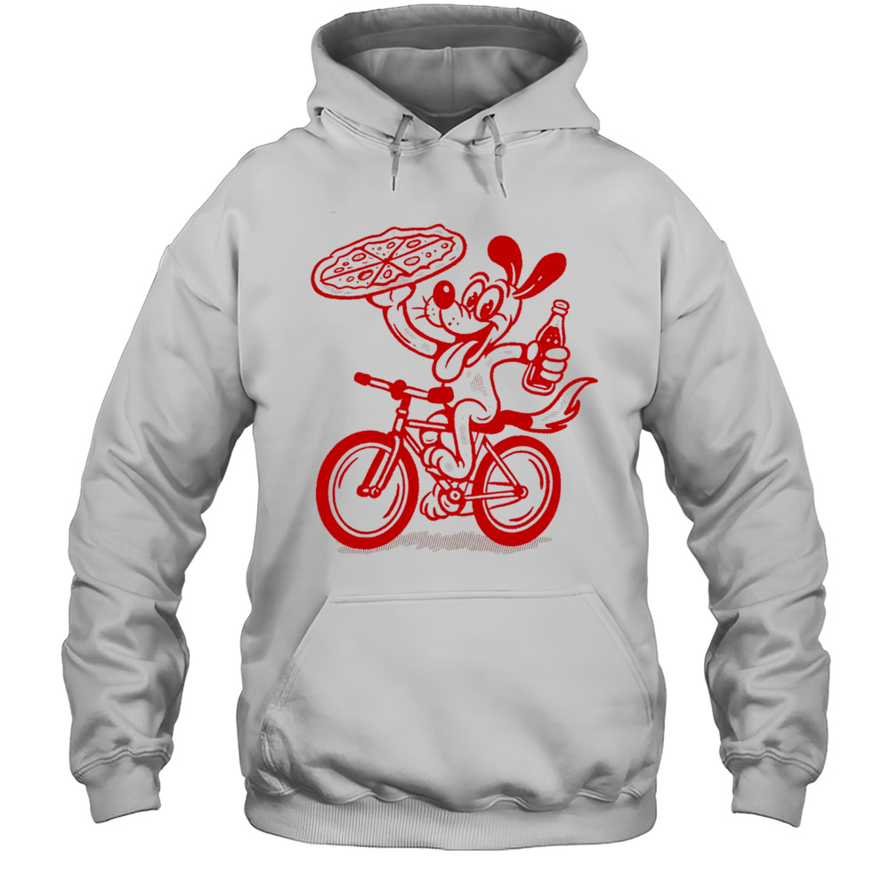 Dog Riding Bike With Pizza And Soda Shirt Unisex Hoodie
