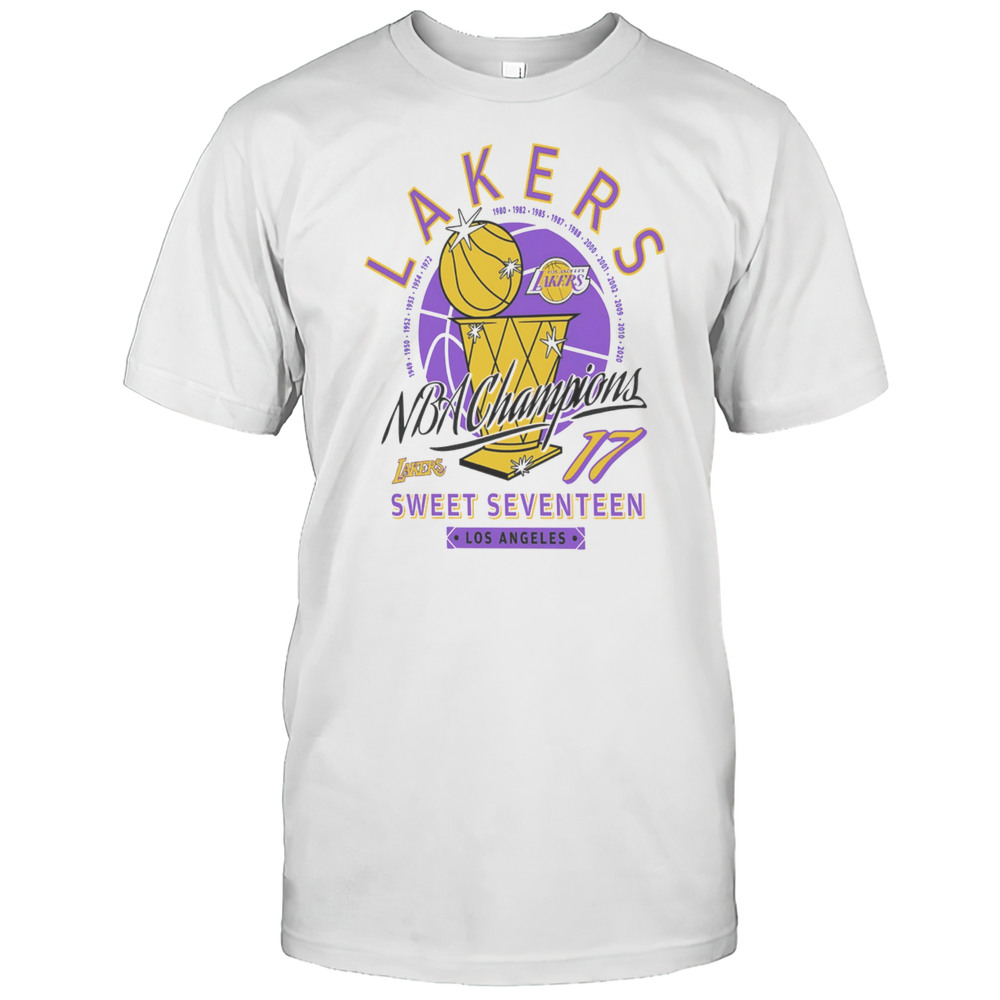 Los Angeles Lakers NBA Champions Sweet Seventeen Golden Trophy Shirt