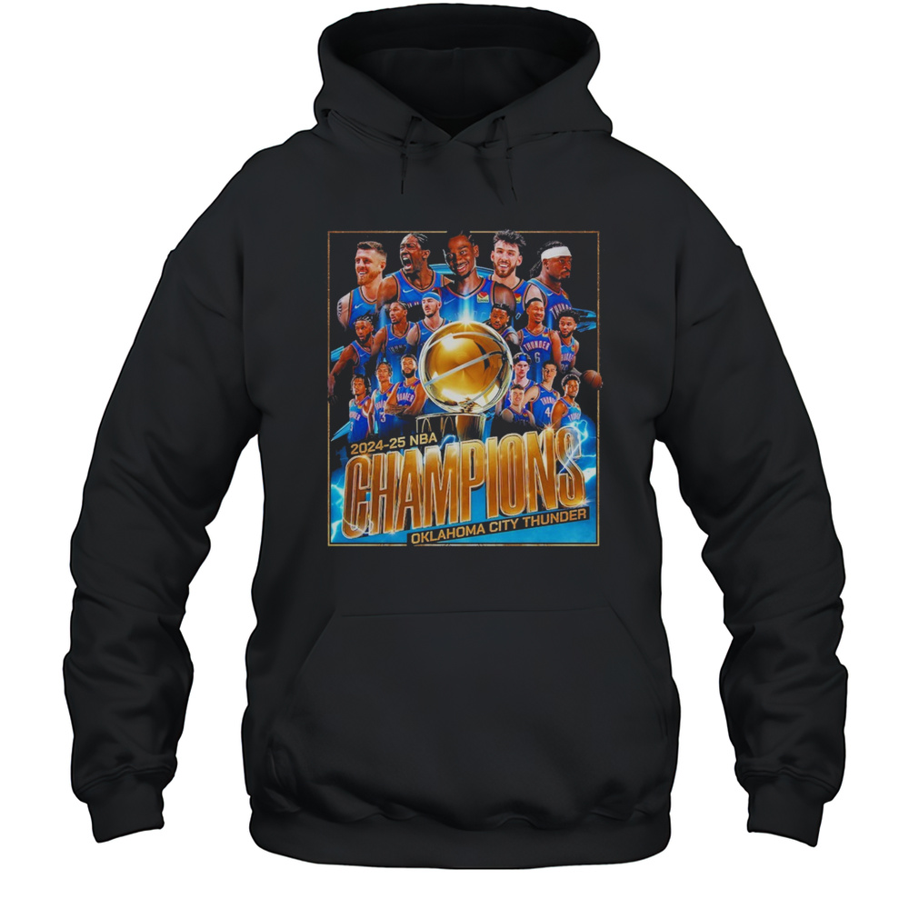 Oklahoma City Thunder 2025 NBA Finals Champions Roster Photo T-Shirt Unisex Hoodie