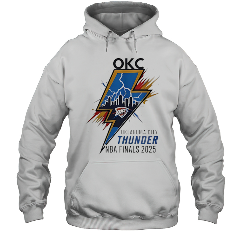 Oklahoma City Thunder NBA Finals 2025 Skyline Lightning Shirt Unisex Hoodie