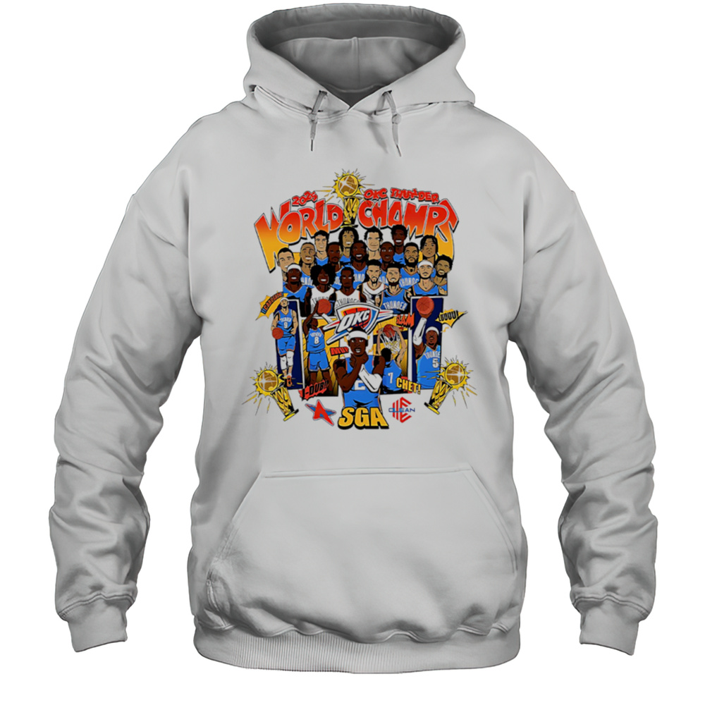Oklahoma City Thunder Nba World Champ Sga Chet J-dub Carushow Slava Luuuu Team Players Cartoon Shirt Unisex Hoodie