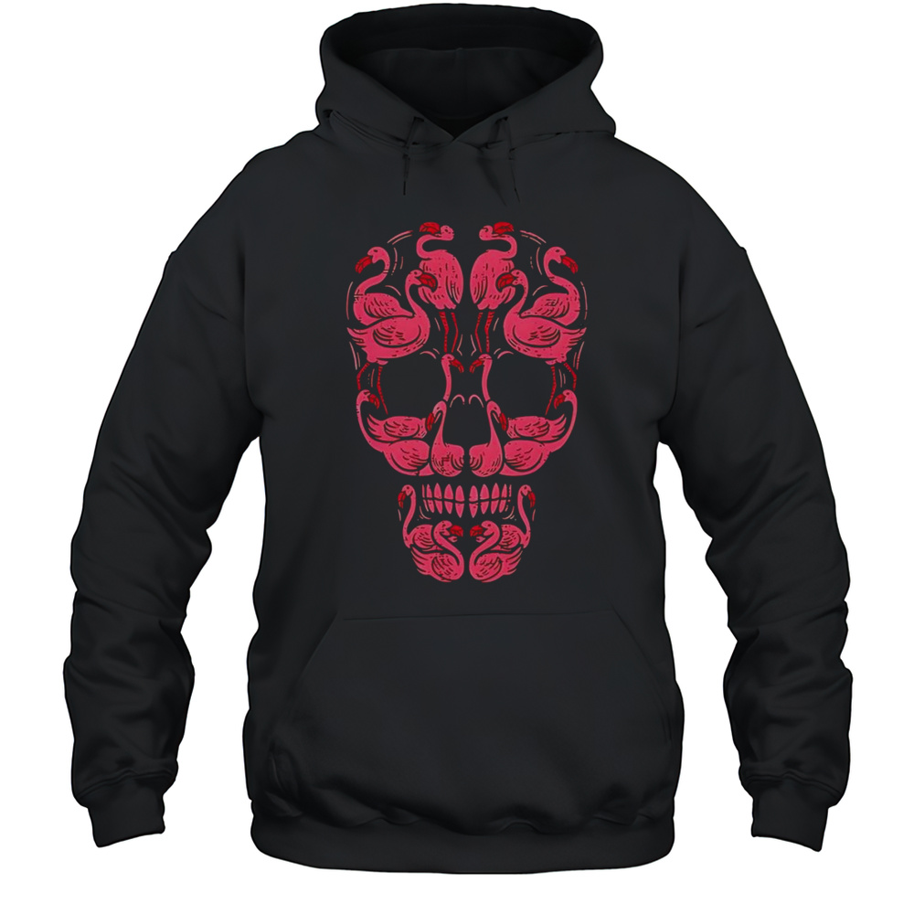 Pink Flamingo Sugar Skull Shirt Unisex Hoodie
