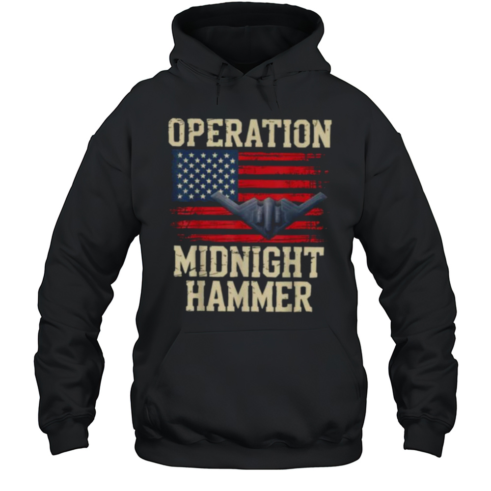 Retro Midnight Hammer B 2 Stealth Jet Operation USA Flag T Shirt Unisex Hoodie