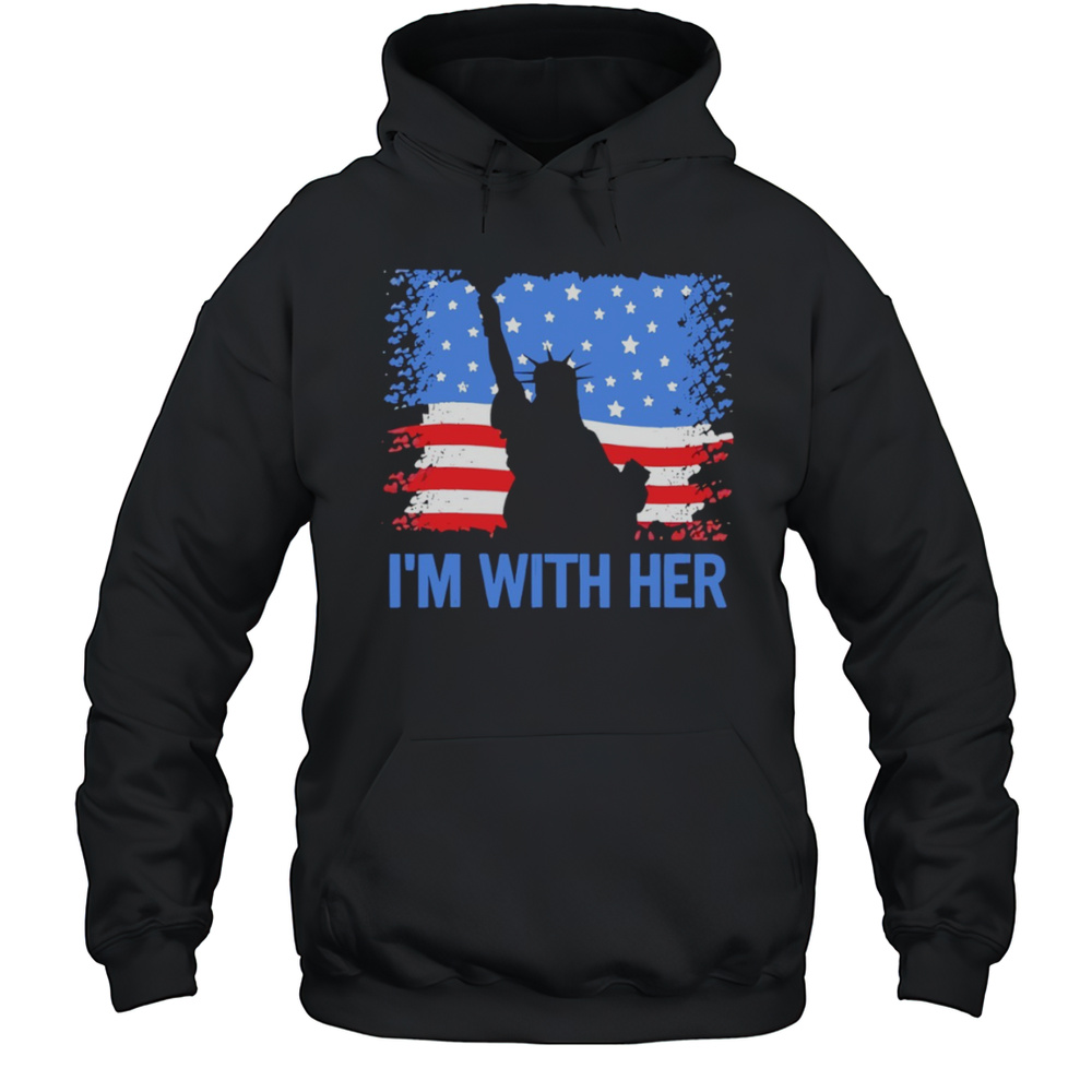 4th Of July Im With Her Statue Of Liberty American Flag Shirt Unisex Hoodie