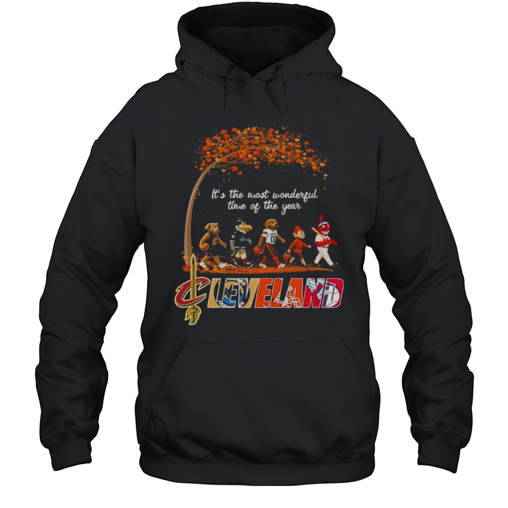 Cleveland Sports Teams Mascots  Beatles Abbey Road Its The Most Wonderful Time Of The Year Shirt Unisex Hoodie