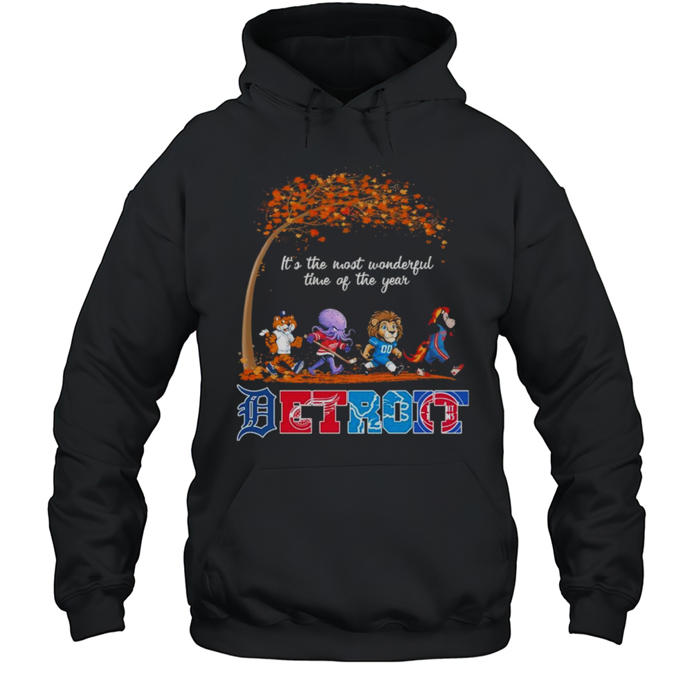 Detroit Sports Teams Mascots  Beatles Abbey Road Its The Most Wonderful Time Of The Year Shirt Unisex Hoodie