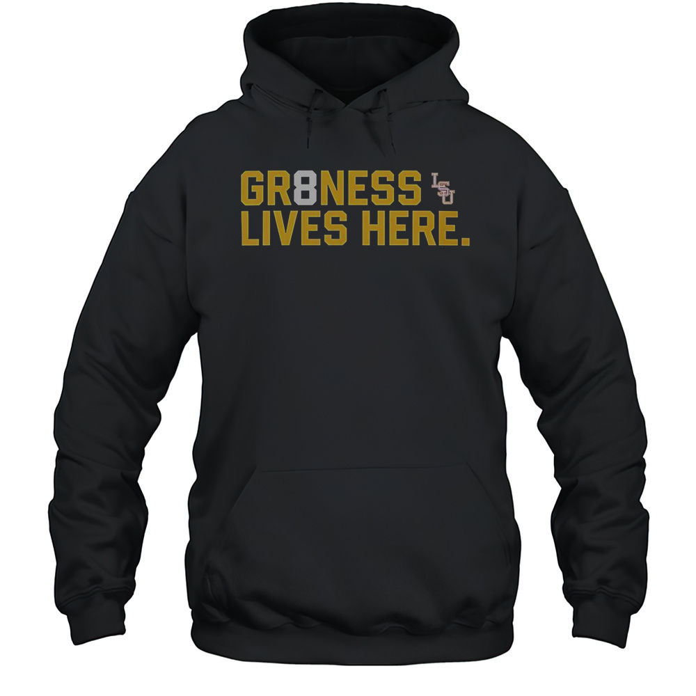 LSU Tigers Baseball National Champions GR8NESS Lives Here Logo T-Shirt Unisex Hoodie