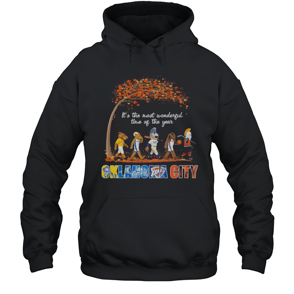 Oklahoma City Sports Teams Mascot Abbey Road Its The Most Wonderful Time Of The Year Shirt Unisex Hoodie