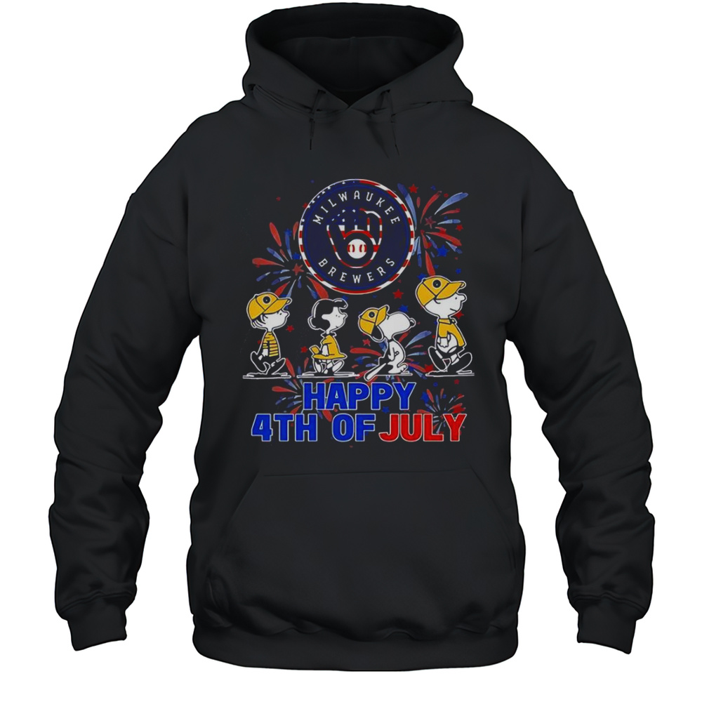 Peanuts Milwaukee Brewers Snoopy Charlie Brown Happy 4th Of July Baseball T-Shirt Unisex Hoodie