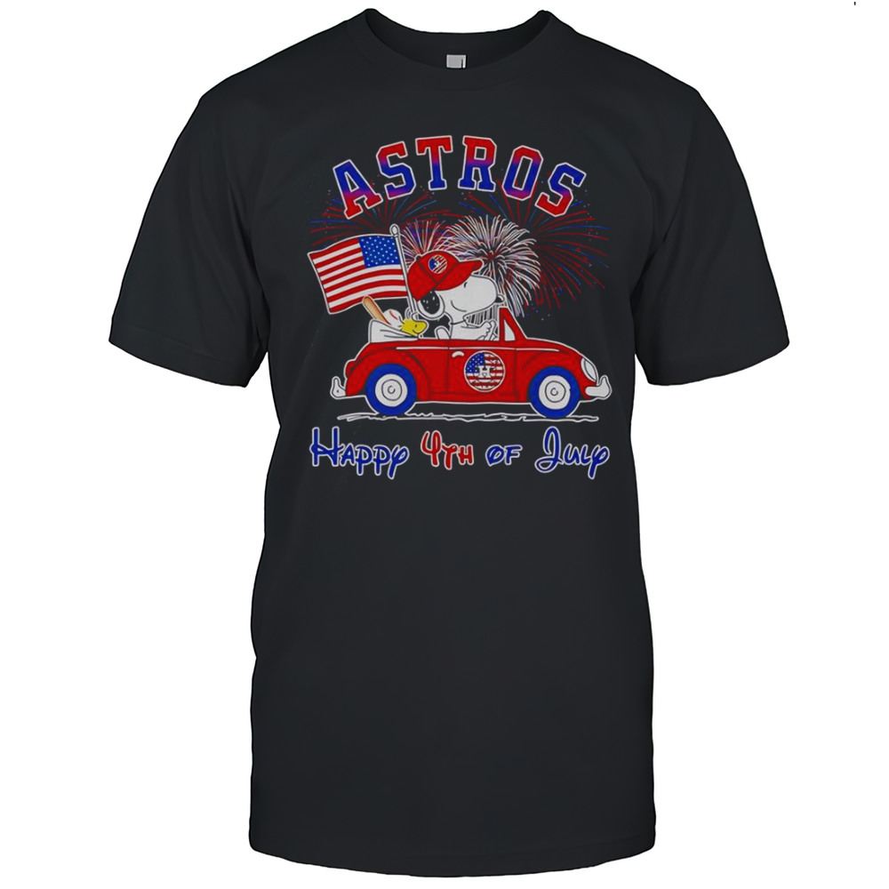 Snoopy And Woodstock Astros Happy 4th Of July T-Shirt