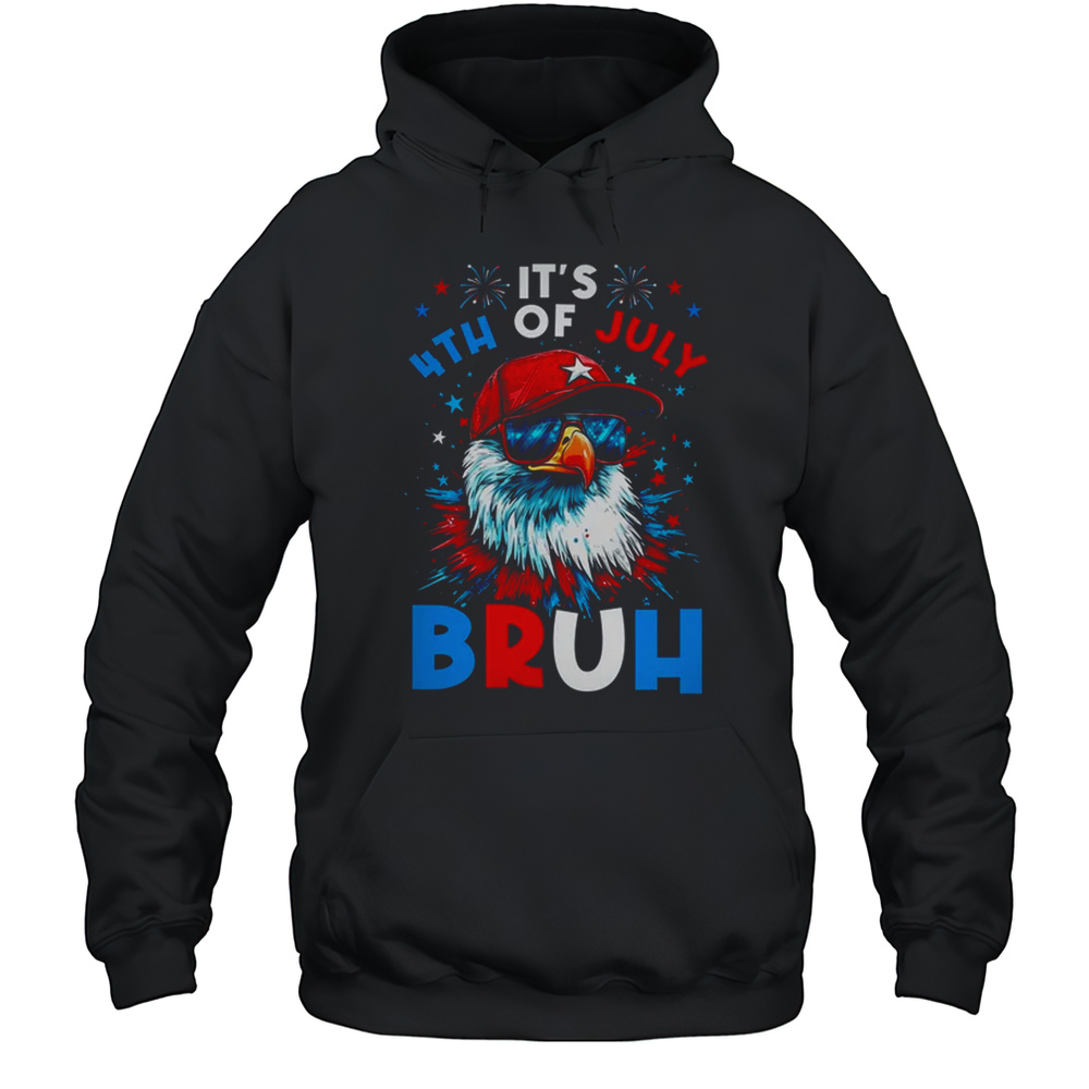 Bruh 4th Of July Boys Kids Fourth Of July Bald Eagle Shirt Unisex Hoodie
