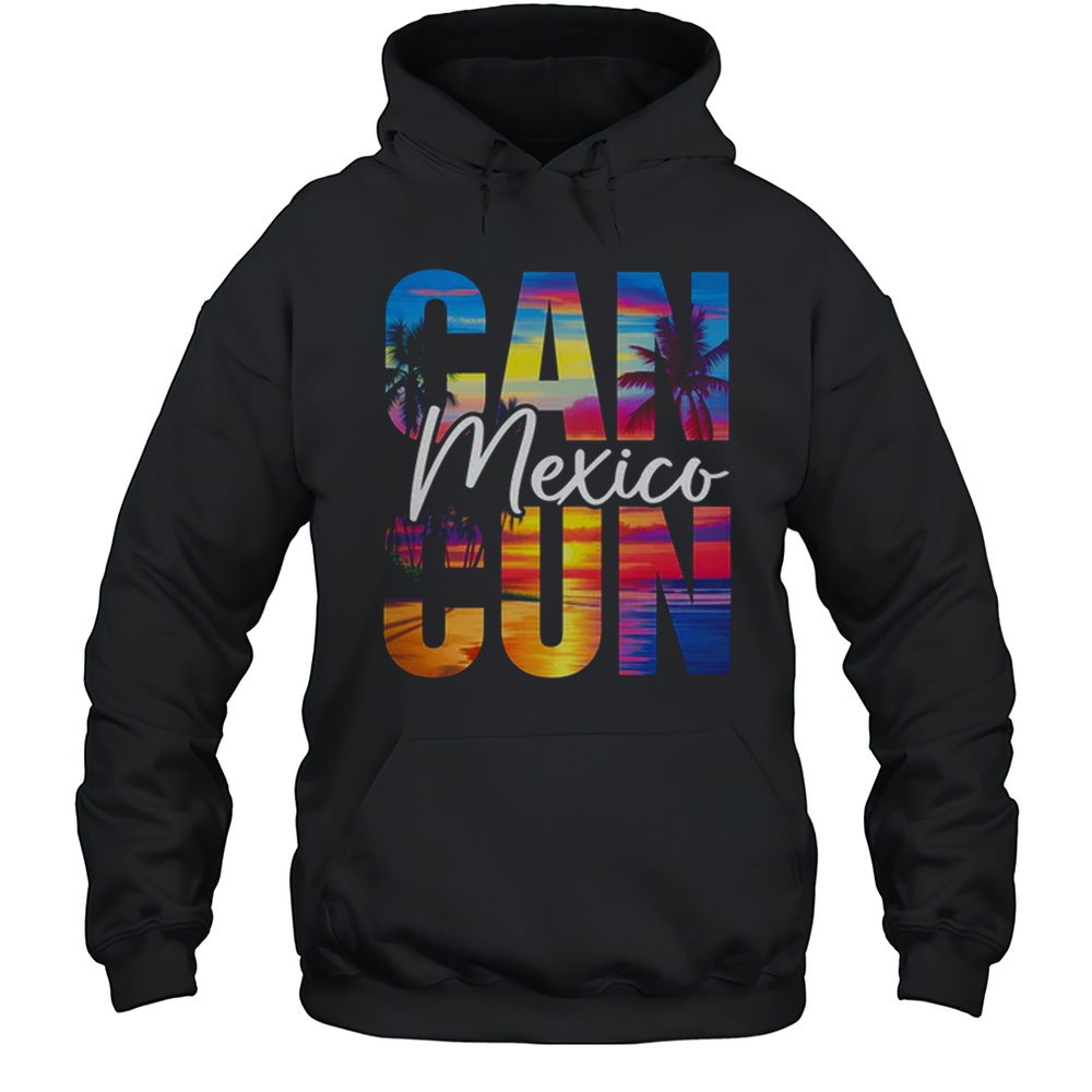 Cancun Mexico Palm Tree Sunset Beach Summer Vacation Trip Shirt Unisex Hoodie