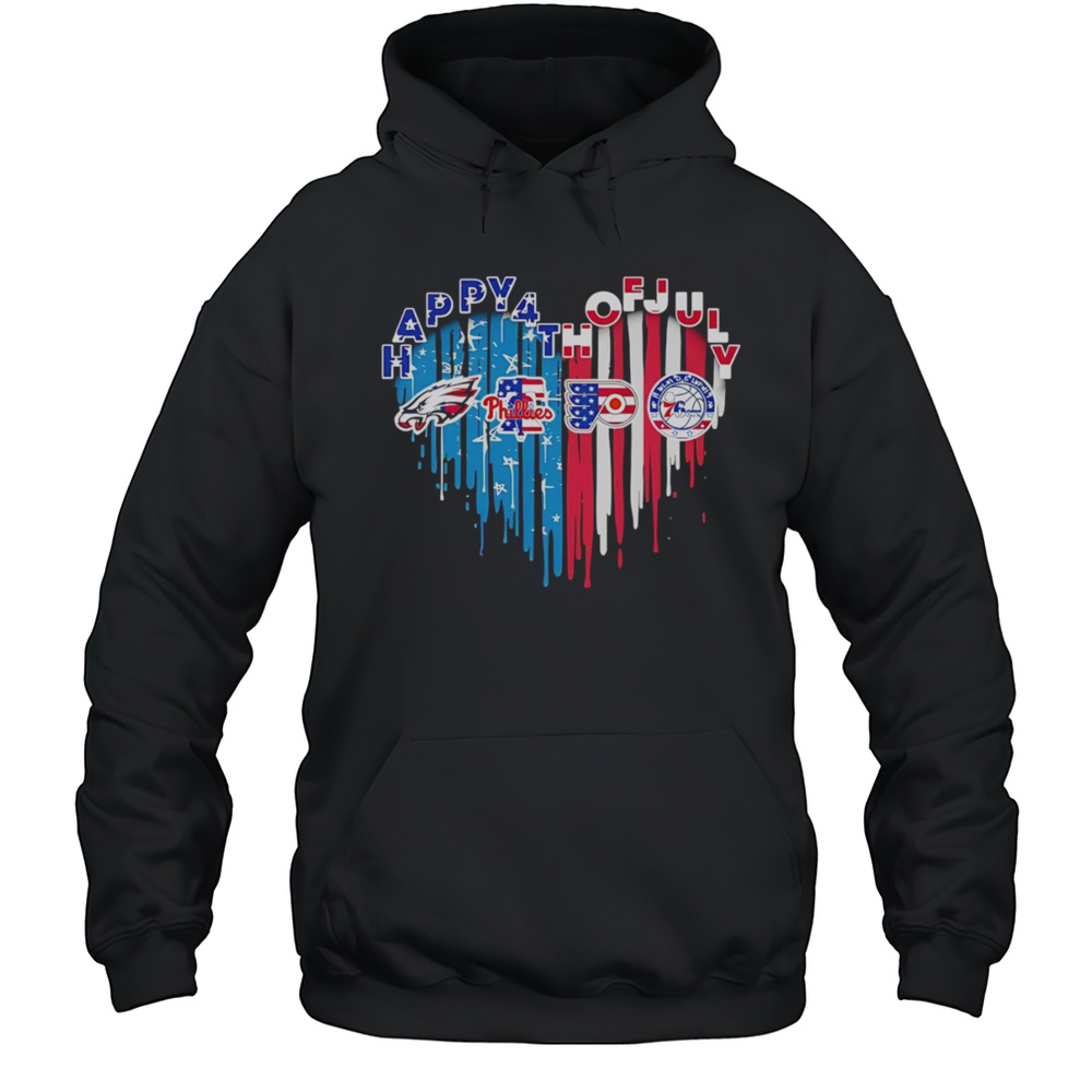 Happy 4th Of July American Heart Philadelphia Sports Unisex Hoodie