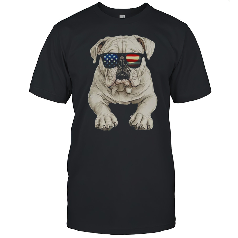 Patriotic Bulldog Dog USA Flag 4th Of July Shirt