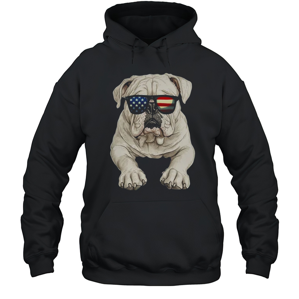 Patriotic Bulldog Dog USA Flag 4th Of July Shirt Unisex Hoodie