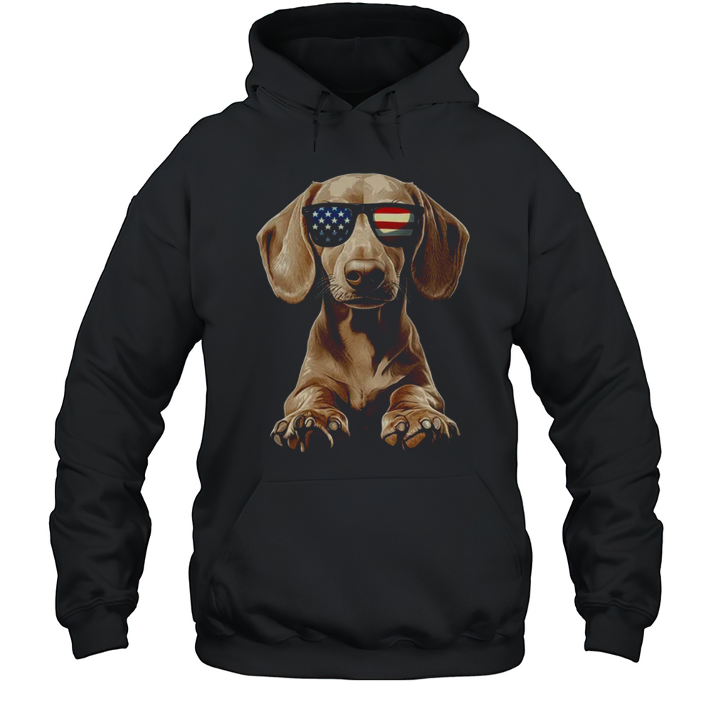 Patriotic Dachshund Dog USA Flag 4th Of July Shirt Unisex Hoodie