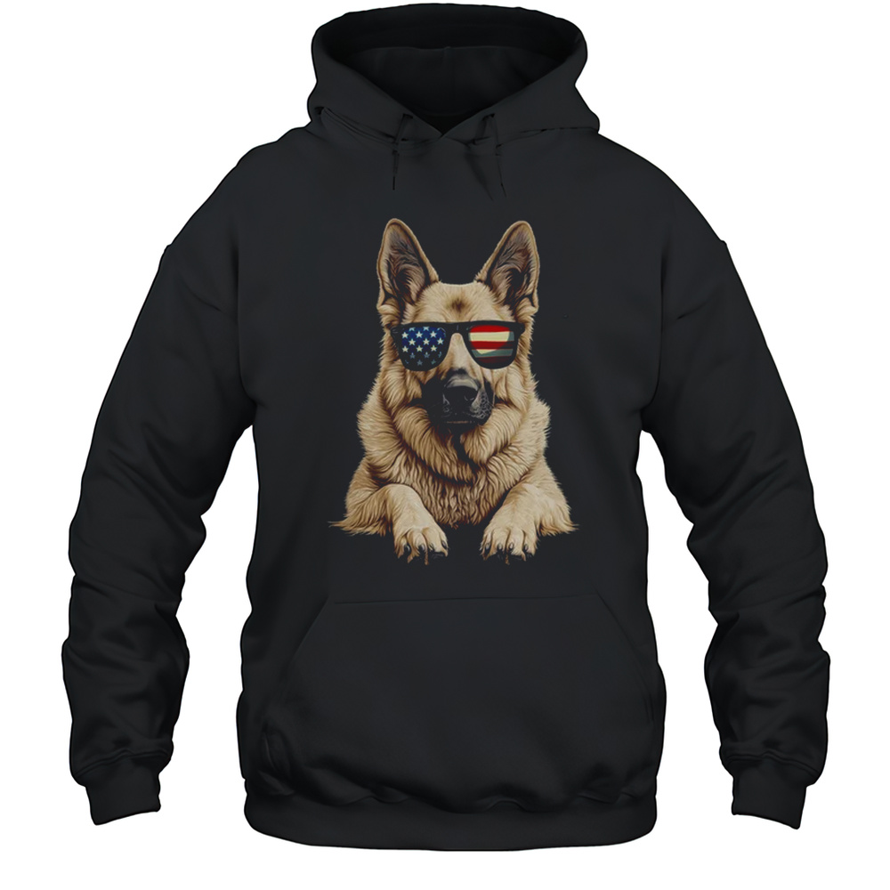 Patriotic German Shepherd Dog USA Flag 4th Of July Shirt Unisex Hoodie