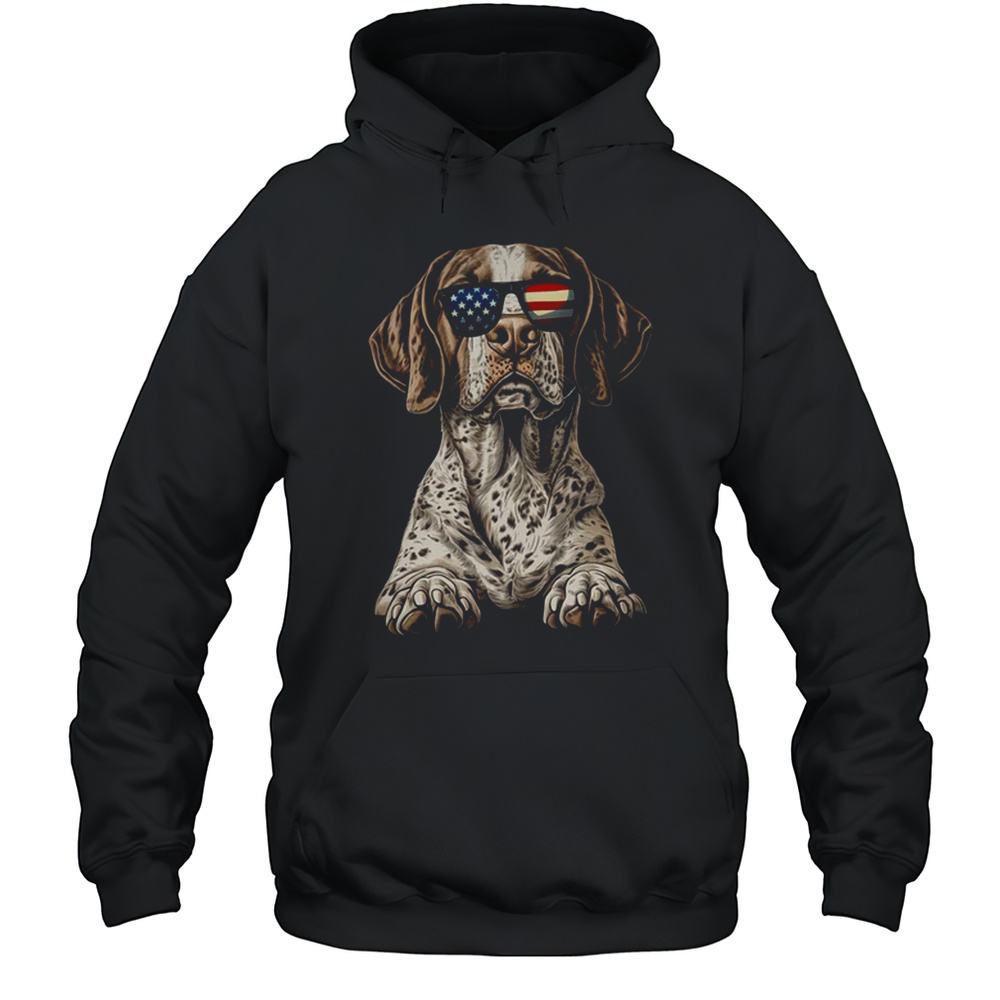Patriotic German Shorthaired Pointer Dog USA Flag 4th Of July Shirt Unisex Hoodie