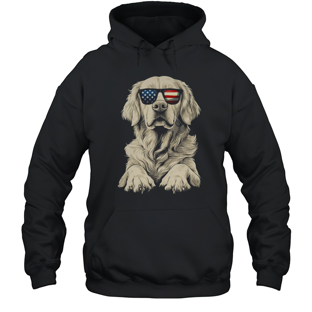 Patriotic Golden Retriever Dog USA Flag 4th Of July Shirt Unisex Hoodie