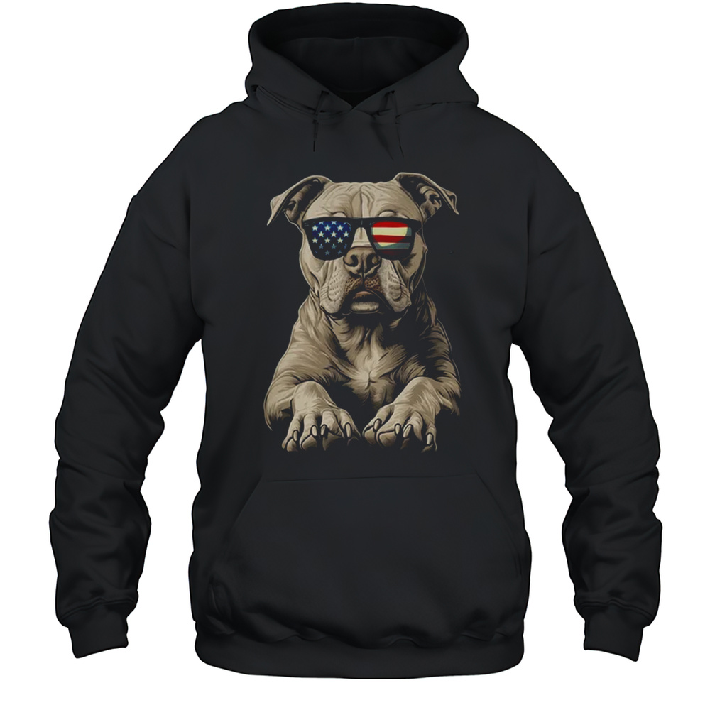 Patriotic Pitbull Dog USA Flag 4th Of July Shirt Unisex Hoodie