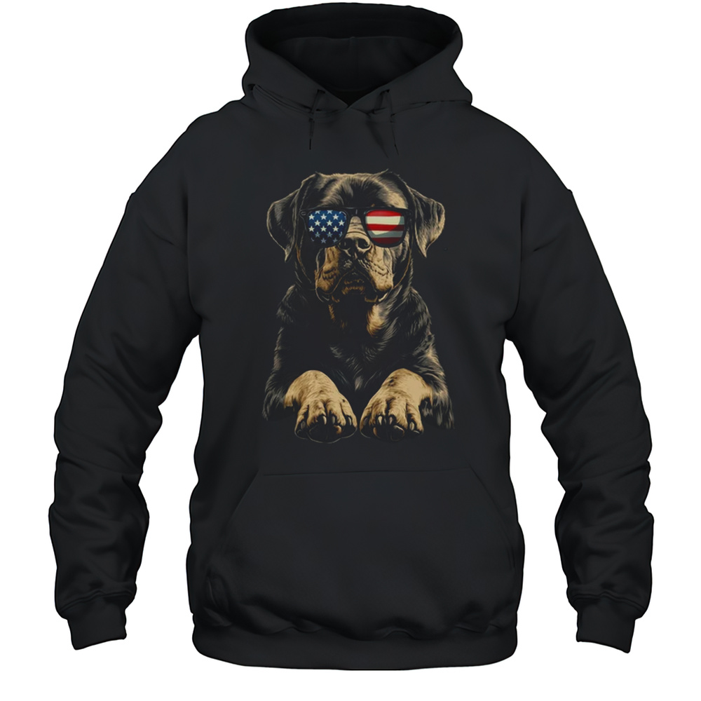 Patriotic Rottweiler Dog USA Flag 4th Of July Shirt Unisex Hoodie