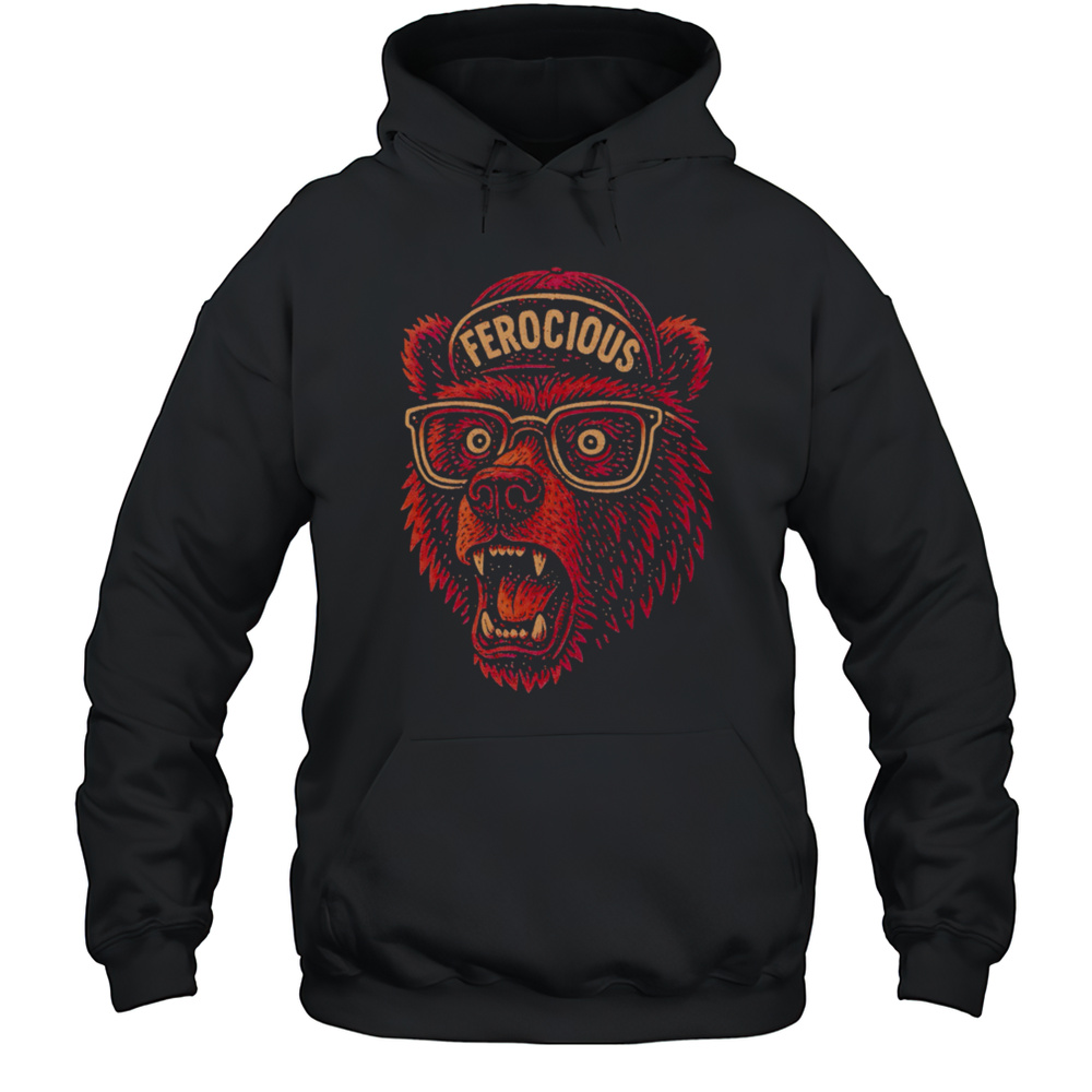 Bear Big Head Hat Ferocious Shirt Unisex Hoodie