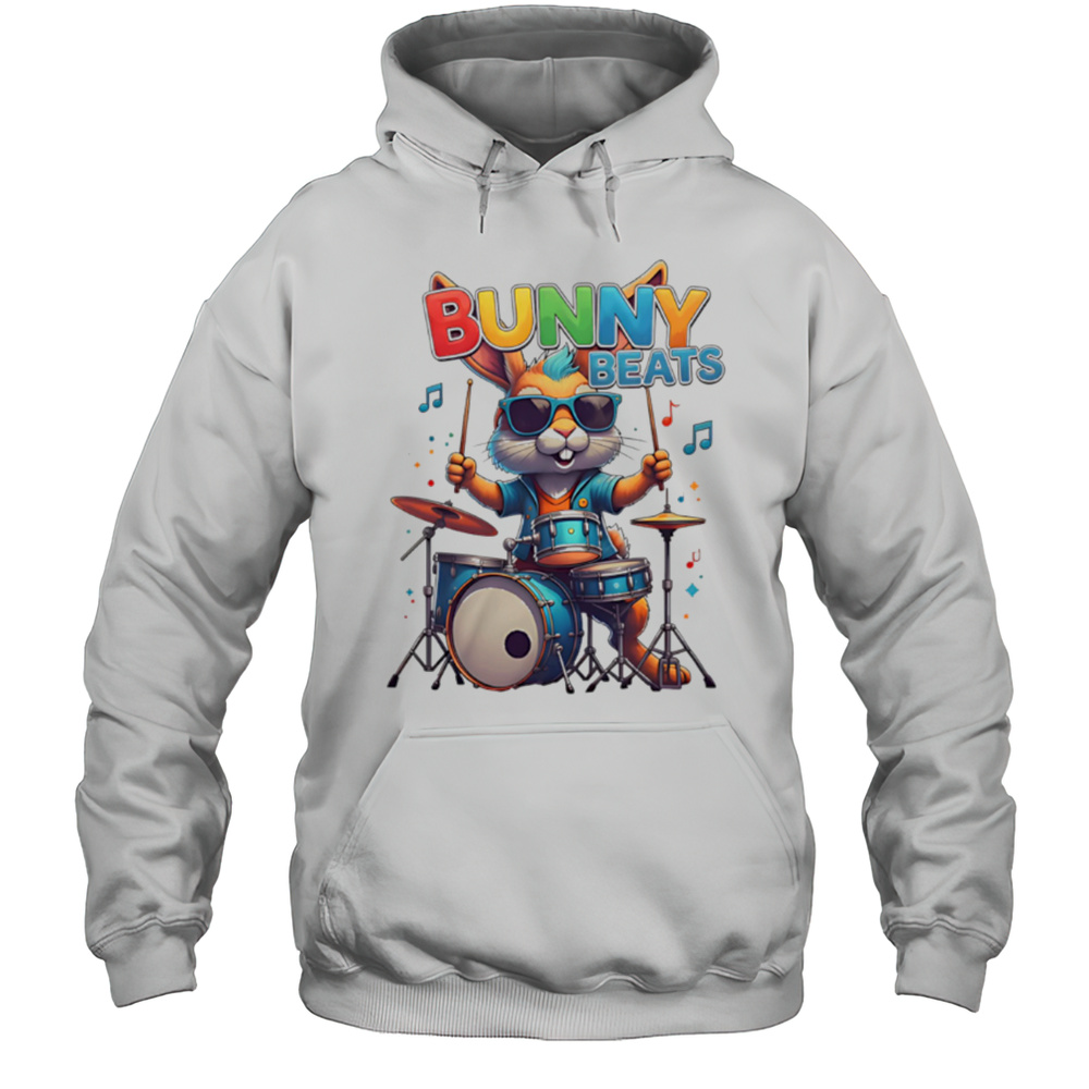 Bunny Beats Play Drums Music Cute Shirt Unisex Hoodie