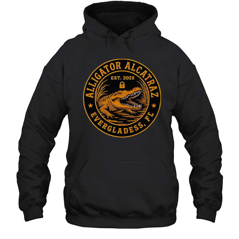 Alligator Alcatraz Florida Everglades Est 2025 Parody Shirt Unisex Hoodie