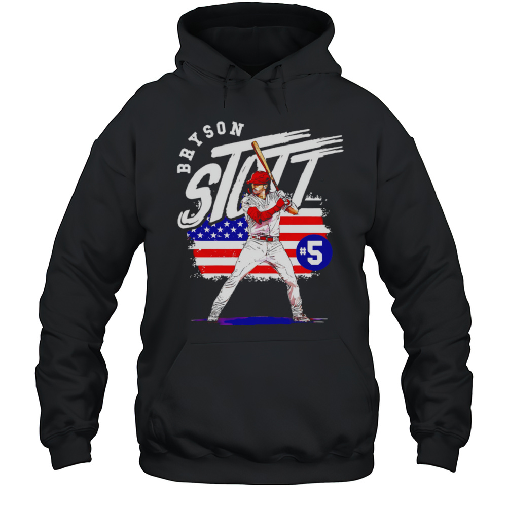 Bryson Stott Baseball Philadelphia Phillies American Flag 4th Of July Shirt Unisex Hoodie