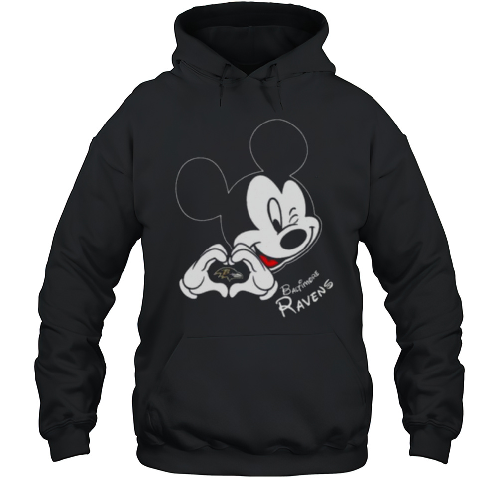 Mickey Mouse Love For Baltimore Ravens Shirt Unisex Hoodie