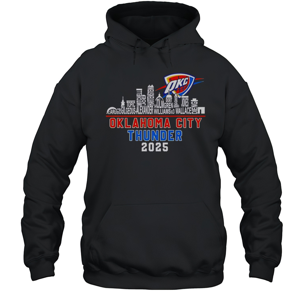 Oklahoma City Thunder Skyline Name 2025 Western Conference Champions T-Shirt Unisex Hoodie