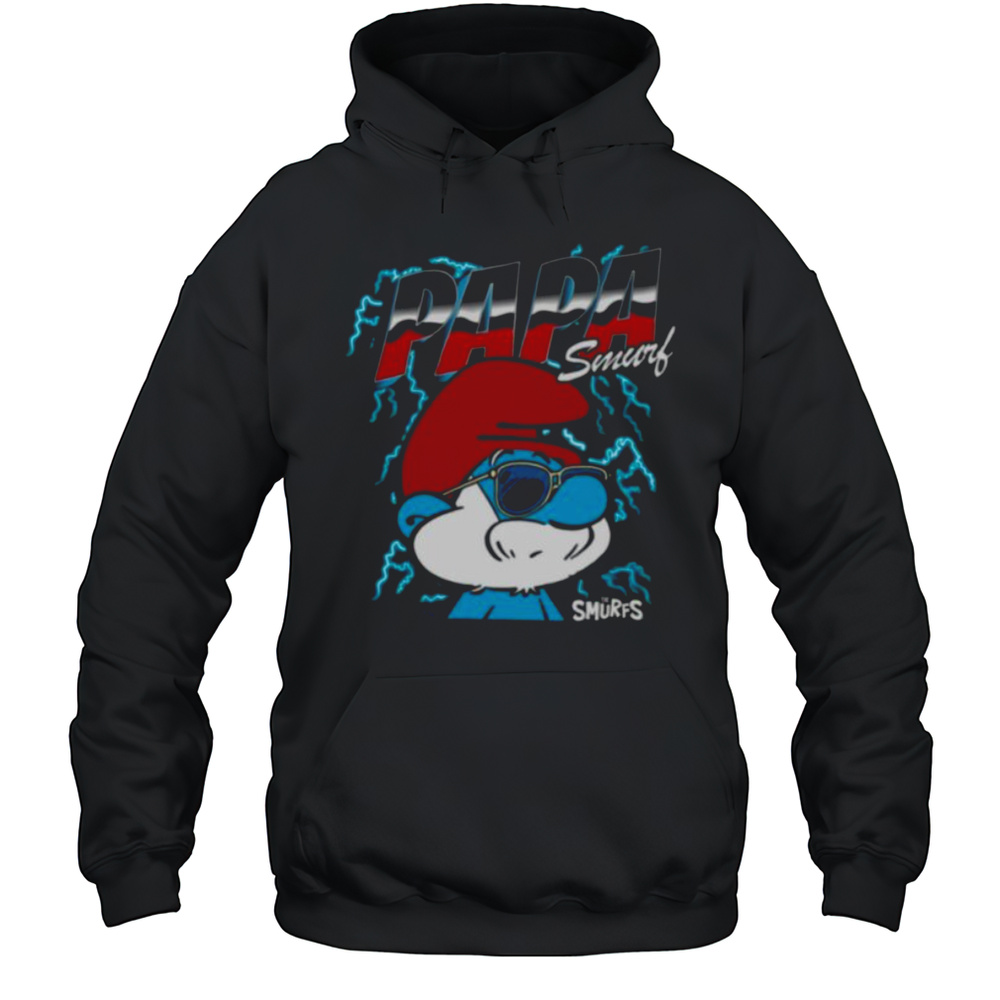 The Smurfs Chrome And Lightning Papa Smurf Retro Cartoon Shirt Unisex Hoodie