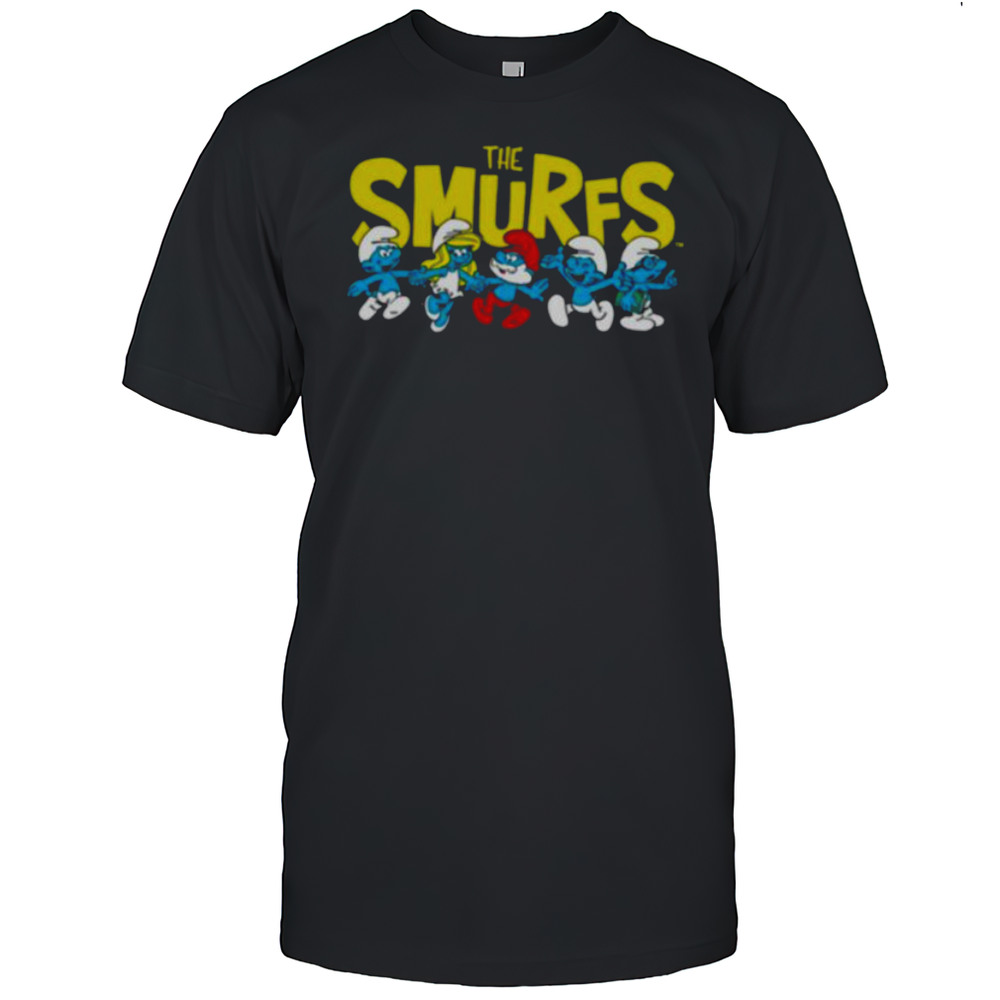 The Smurfs Logo With Smurfs Cast Retro Cartoon Shirt