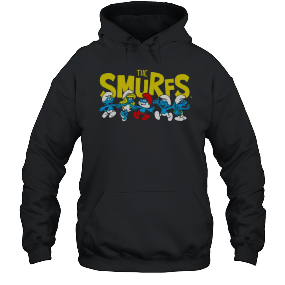 The Smurfs Logo With Smurfs Cast Retro Cartoon Shirt Unisex Hoodie
