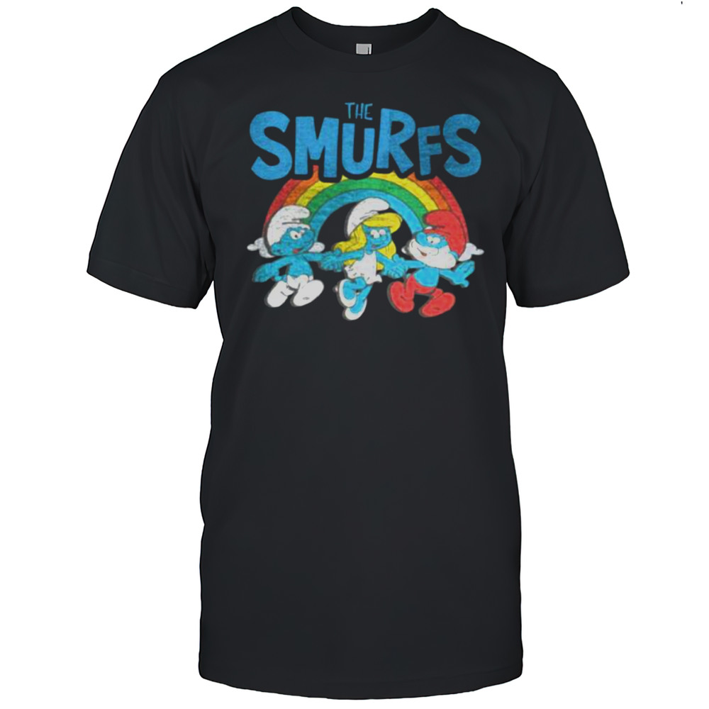 The Smurfs Vintage Rainbow With Characters Cartoon Shirt