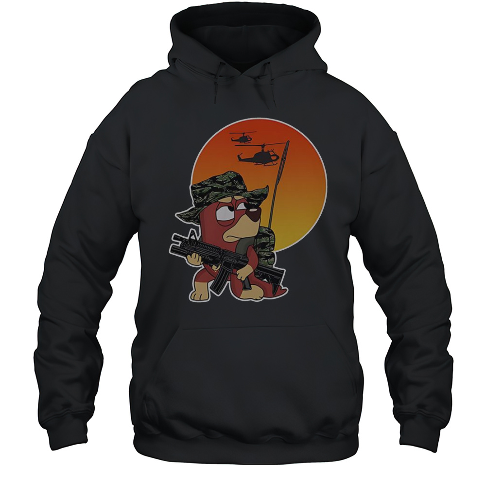 Bluey Bingo Rusty Military T-Shirt Unisex Hoodie