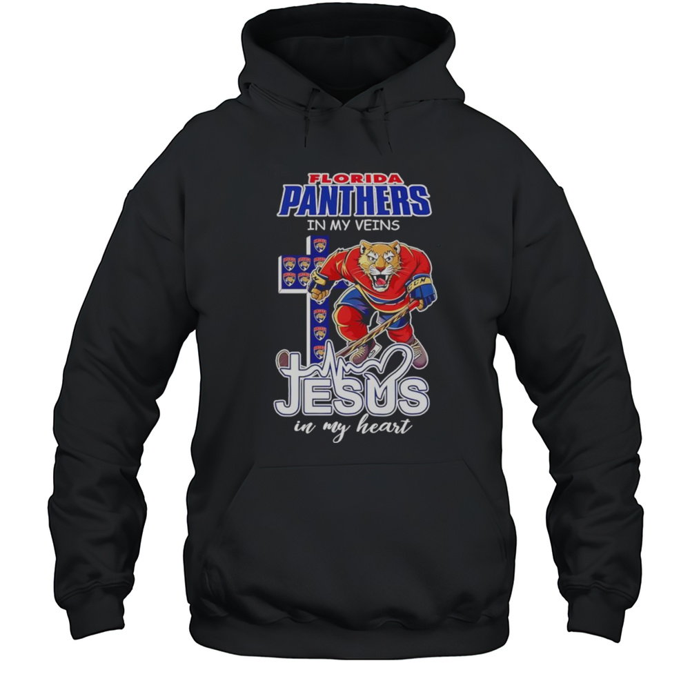 Florida Panthers In My Veins Jesus In My Heart Mascot Shirt Unisex Hoodie