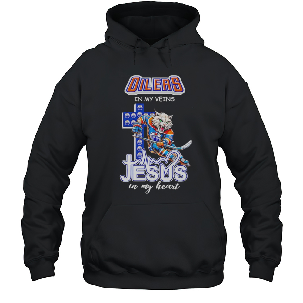 Oilers In My Veins Jesus In My Heart Mascot Shirt Unisex Hoodie