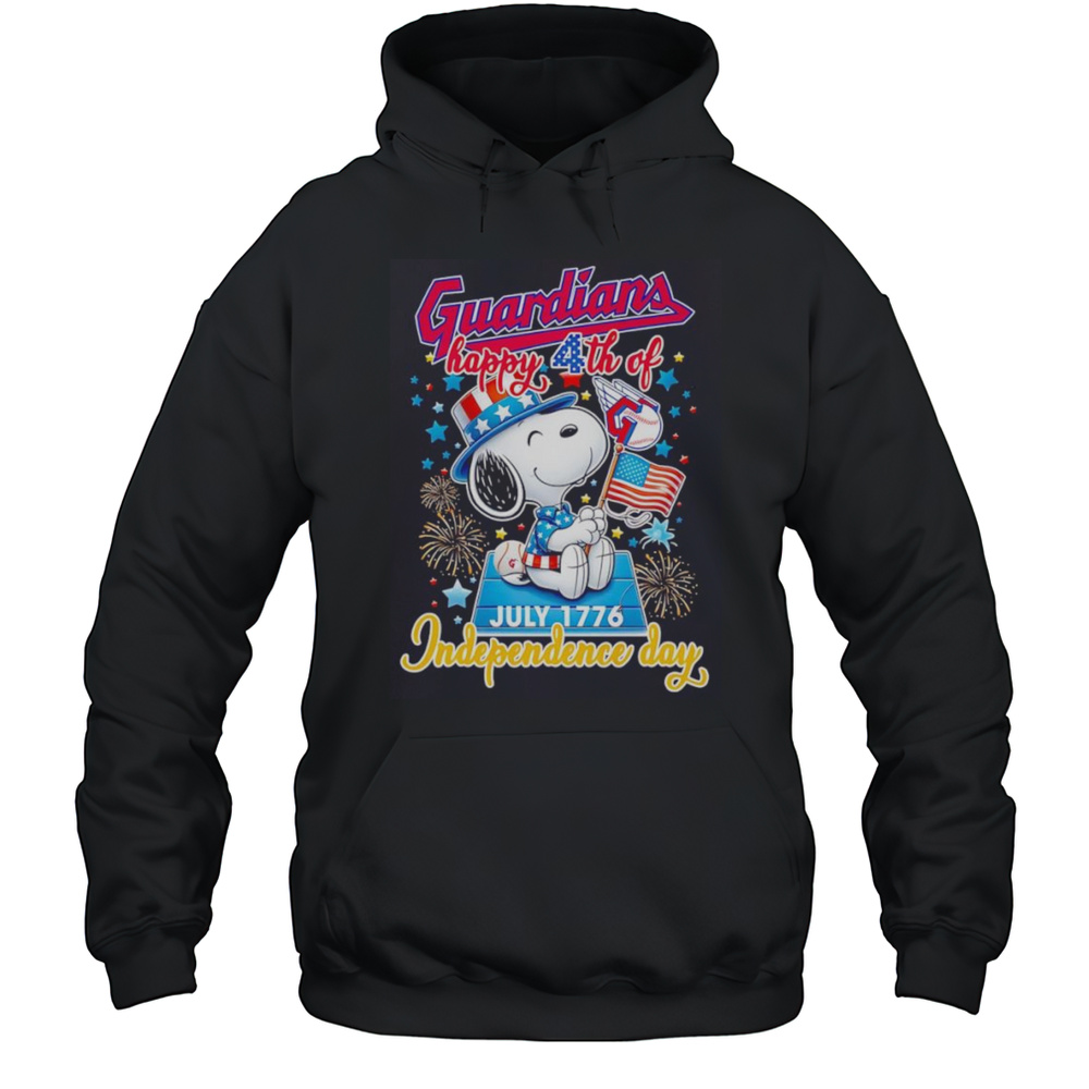 Snoopy Cleveland Guardians Happy 4th Of July 1776 Independence Day Shirt Unisex Hoodie